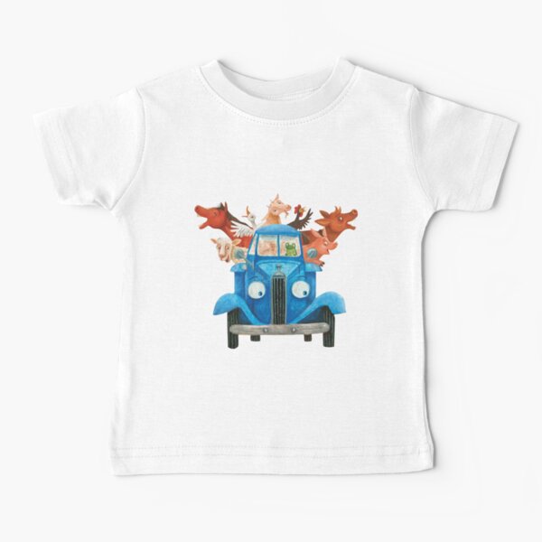 Little blue truck with farm animals classic illustration Baby T-Shirt