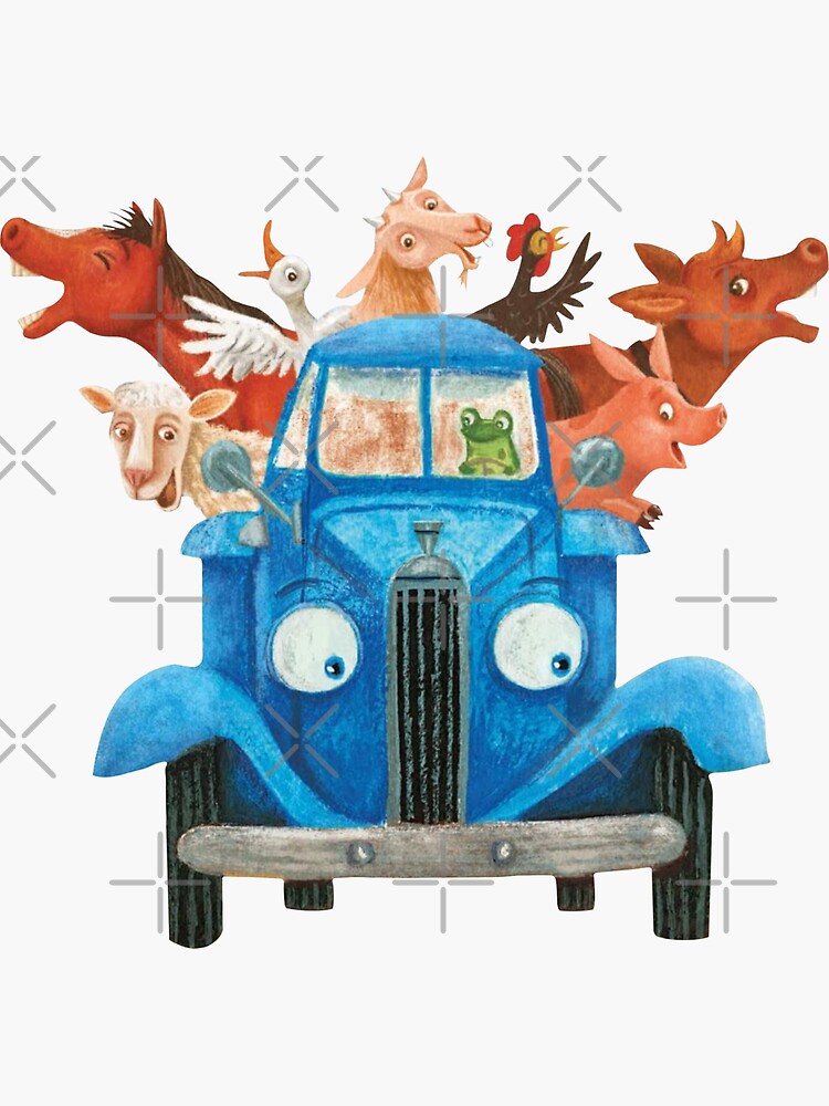  Little Blue Truck With Farm Animals Classic Illustration Sticker For