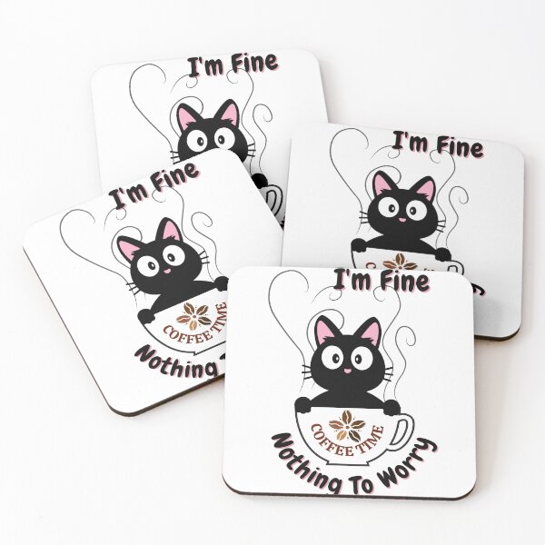Item preview, I'm Fine. Nothing To Worry. Black Cat in Hot Coffee Cup designed and sold by tnwbank.