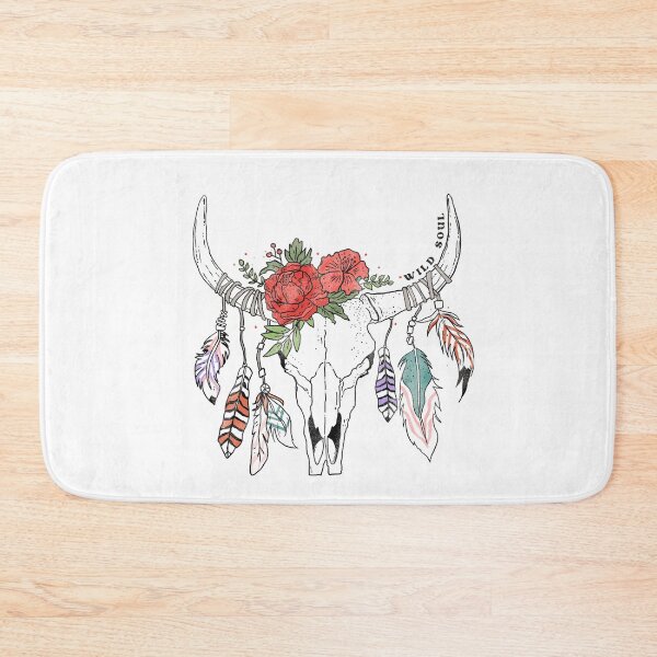 Artikelvorschau, Wild Soul Boho Western Design mit Kuhschädel und Federn entworfen und verkauft von ElishaKayne.
