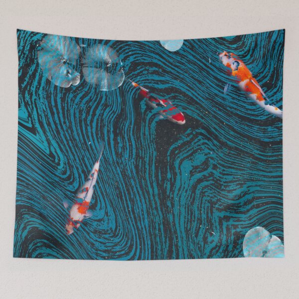 Artikelvorschau, Koi Waters Mixed Collage mit tiefblauem Pool entworfen und verkauft von Punderstandable.