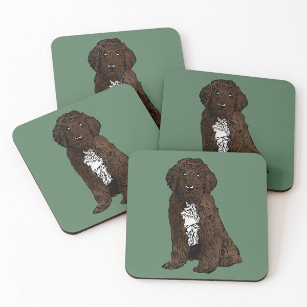 Item preview, A Cute Chocolate and white Labradoodle  designed and sold by rmcbuckeye.