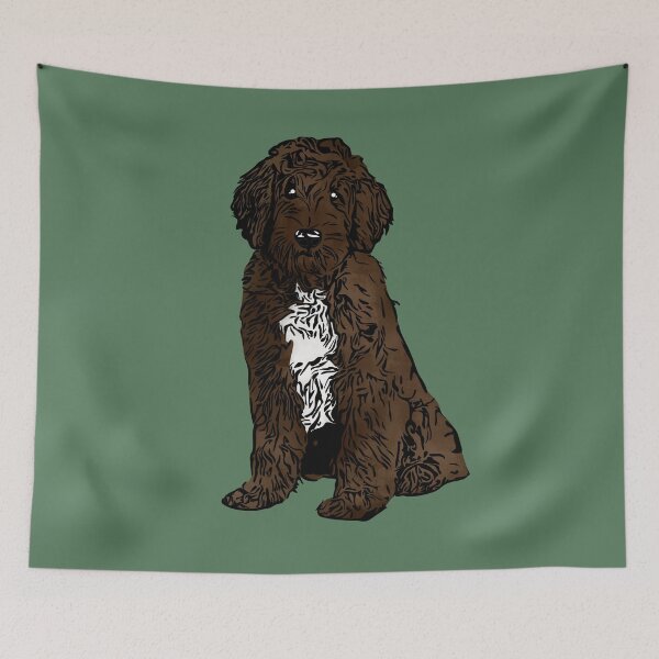 Item preview, A Cute Chocolate and white Labradoodle  designed and sold by rmcbuckeye.