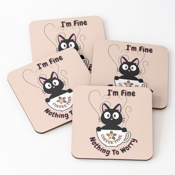 Item preview, I'm Fine. Nothing To Worry. Black Cat in Hot Coffee Cup designed and sold by tnwbank.