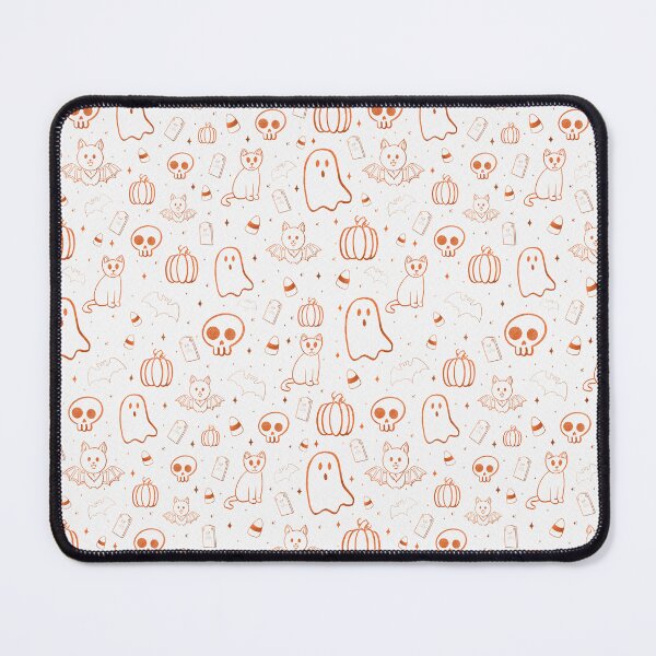 Item preview, Halloween pattern ; ghost, pumpkin, skull, bat, cat - white & orange  designed and sold by madamemorgane.