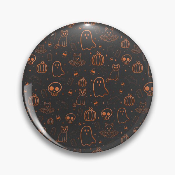 Item preview, Halloween pattern ; ghost, pumpkin, skull, bat, cat - black & orange  designed and sold by madamemorgane.