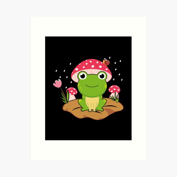 Cute Kawaii Frog with Flowers: Adorable Animal Illustration | Sticker