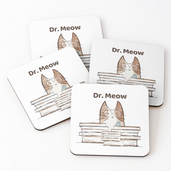 Item preview, Dr. Meow Nerd Bookworm Smart Science Minimalist Cat Illustration  designed and sold by jingenuity.
