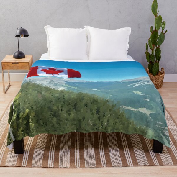 Item preview, Canadian Flag Flying at Rocky Mountains - Watercolour Style designed and sold by WWWC2288.