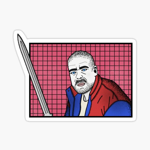 "Stranger Things Hopper in Russia with Sword" Sticker for Sale by COLIASCorp Redbubble
