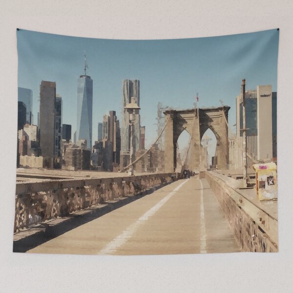 Item preview, New York Skyline at Brooklyn Bridge - Watercolour Style designed and sold by WWWC2288.