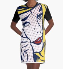 Crying Girl, Homage to Roy Lichtenstein Graphic T-Shirt Dress