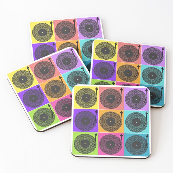 Item preview, Vinyl records in coloured pop art squares, dig those vinyl grooves, pop art retro music, celebrate the cool rebirth of vinyl records designed and sold by Hollyharry.