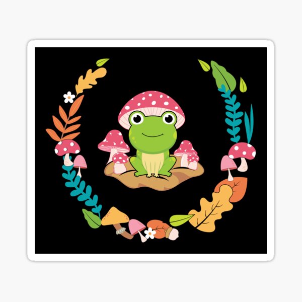 Cute Kawaii Frog Mushroom Wreath Sticker For Sale By Totaltrendsrus Redbubble