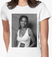 Halle berry black and white Women's Fitted T-Shirt