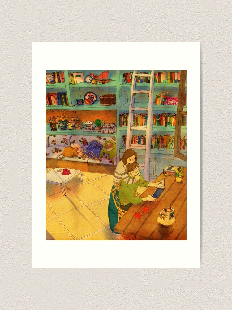 Alternate view of Reading a book Art Print