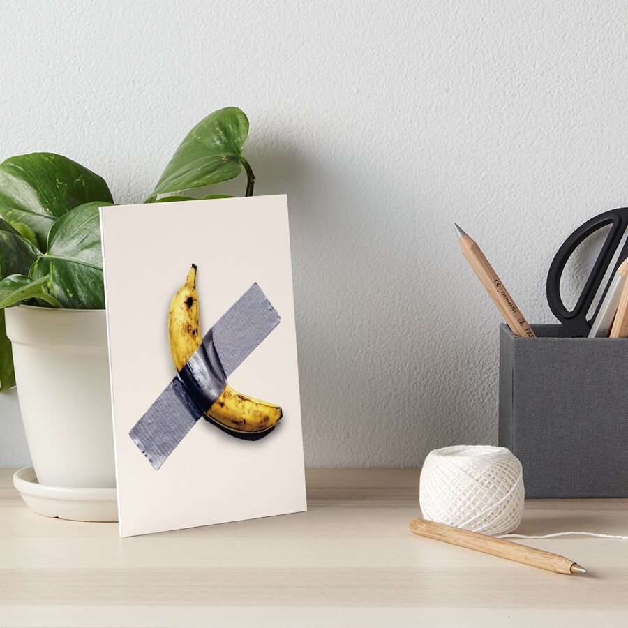 "Banana on the wall with tape" Art Board Print for Sale by Alexbubble