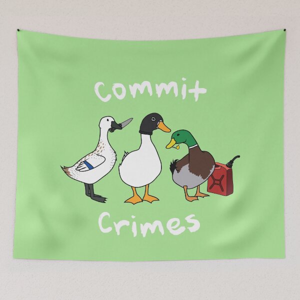 Item preview, " Commit Crimes " Funny Duck Design ( White text version ) designed and sold by Neon-Wolf.