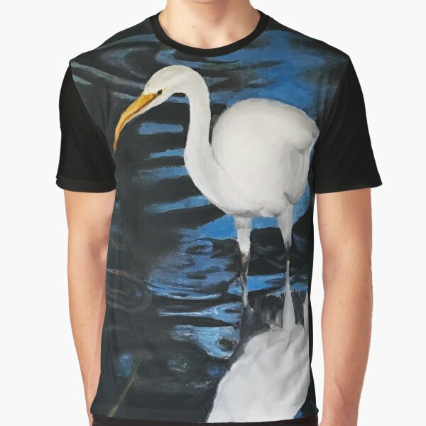 Reflection of a crane in the water. Graphic T-Shirt