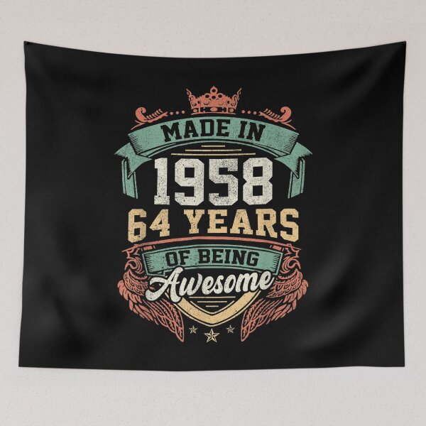 Item preview, 64th Birthday Made In 1958 Vintage 64 Years Of Being Awesome  designed and sold by aumarian.