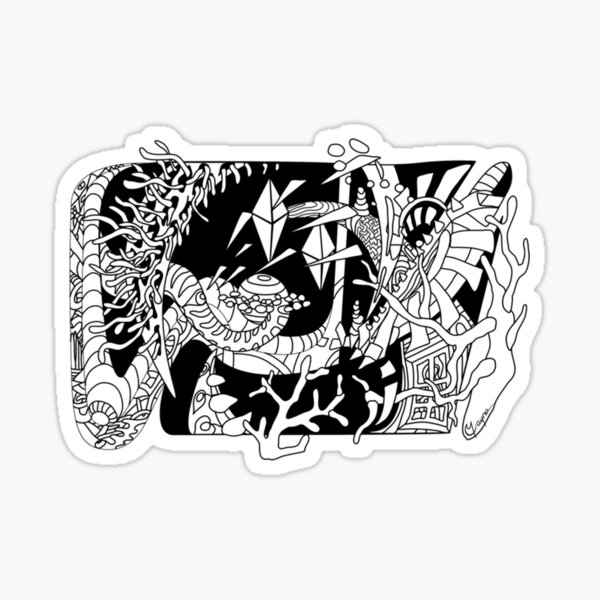 "Adult coloring abstract lineart landscape " Sticker for Sale by