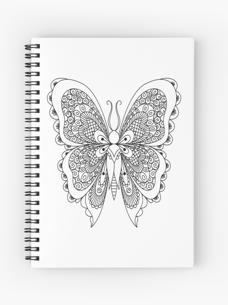 Adult Coloring Book Style Butterfly  Spiral Notebook for Sale by  PingvinStudioz