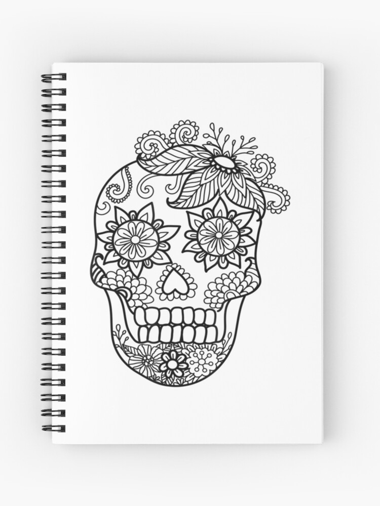 Adult Coloring Book Style Skull Halloween Coloring  Spiral