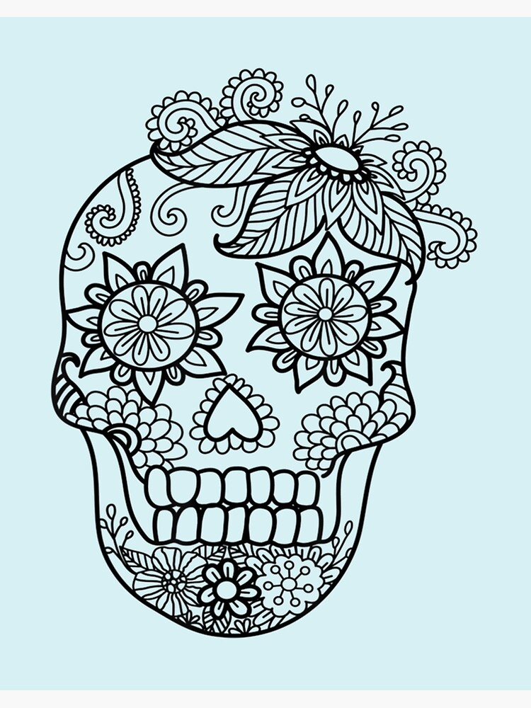 Adult Coloring Book Style Skull Halloween Coloring  Spiral