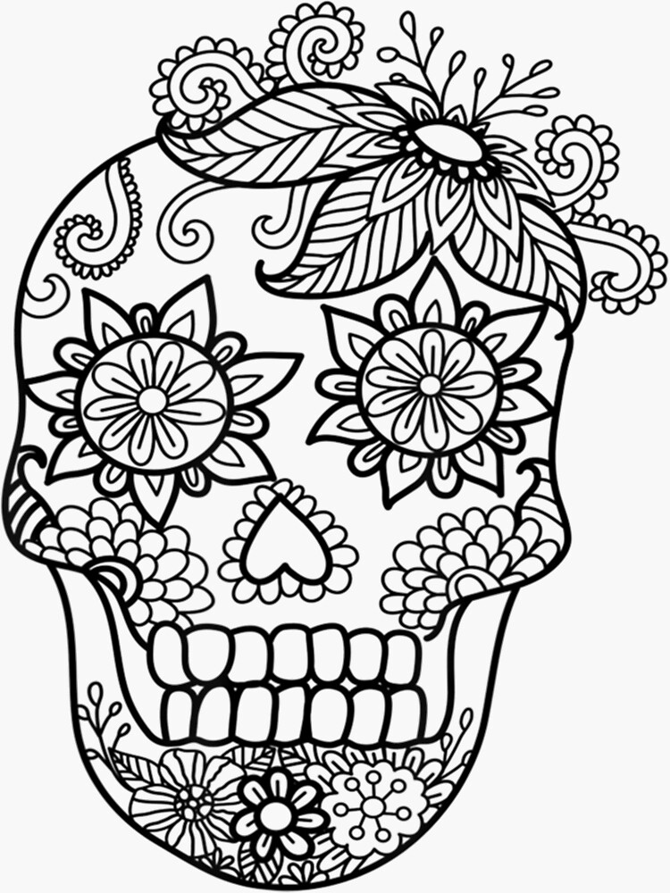 Adult Coloring Book Style Skull Halloween Coloring  Spiral