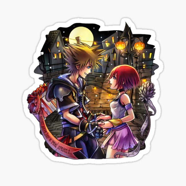 Vista previa del artículo con la obra «Sora y Kairi bailando en Halloween Town», diseñado y vendido por Lali-Holley.