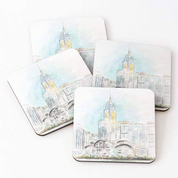 Item preview, hand painted Hong Kong Victoria Harbor 1 ink and watercolour  designed and sold by ColorandColor.