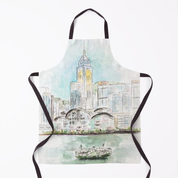Item preview, hand painted Hong Kong Victoria Harbor 1 ink and watercolour  designed and sold by SelenePaintings .