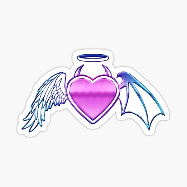 Angel And Devil Winged Heart Tattoo On Chest