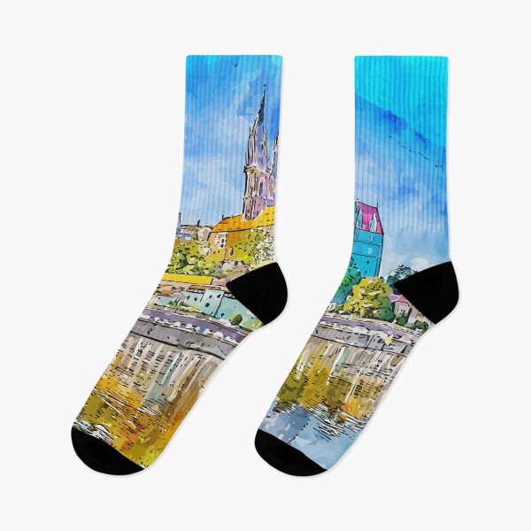 Item preview, Meissen Cathedral Germany Watercolor Art Illustration designed and sold by KawaiiTops.