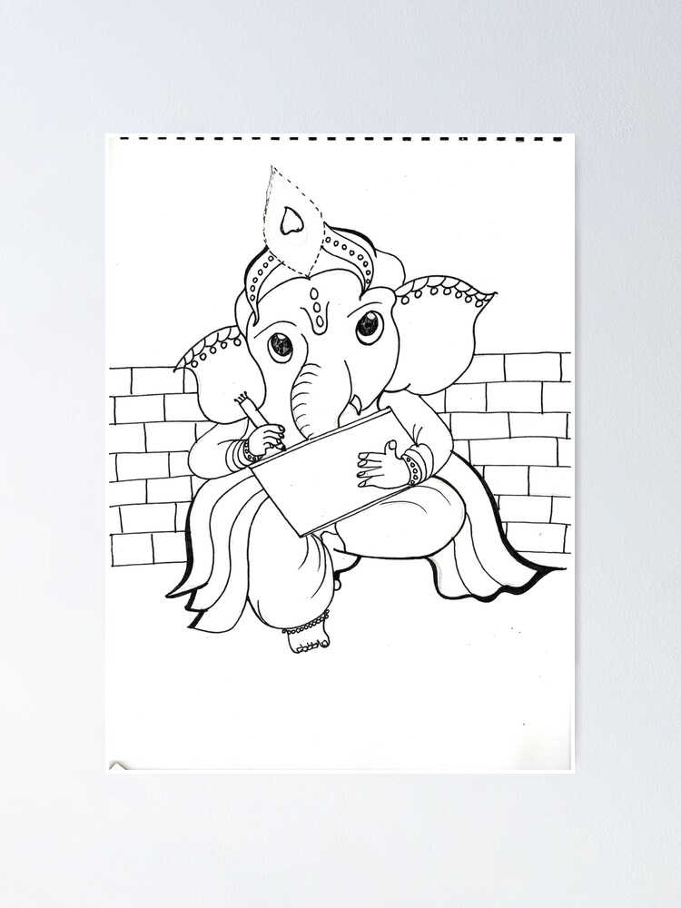 Ganpati Bappa Drawing with Modak | Bal Ganesha Drawing Step by Step | Lord Ganesha  Drawing | Ganesha drawing, Easy mandala drawing, Mini canvas art