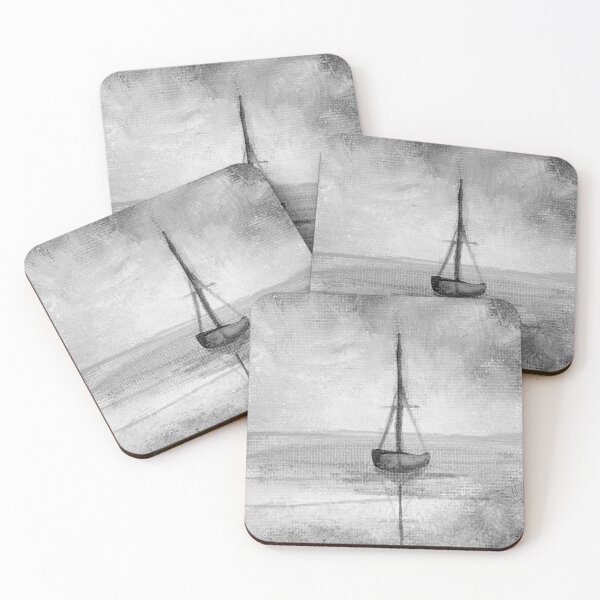 Item preview, Boat Friends - Sailboat painted in black and white on canvas designed and sold by Anke Franikowski.