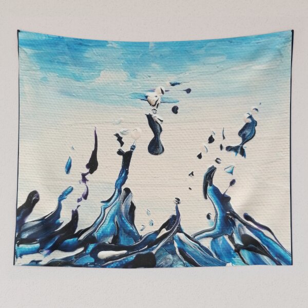 Item preview, Water Splashes - Water abstract painted with acrylics on canvas designed and sold by Anke Franikowski.