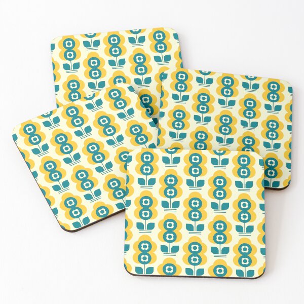 Item preview, 1089 - retro flowers, yellow / blue designed and sold by RouCouCou.