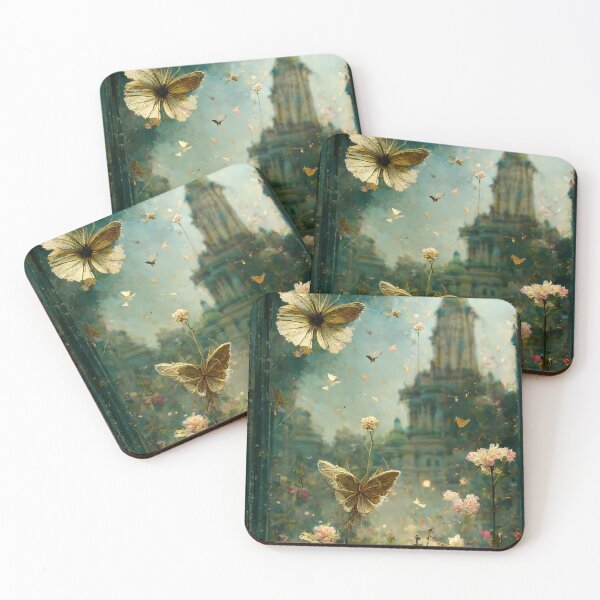 Item preview, Butterfly garden in beautiful overgrown flowers castle in background designed and sold by ArtbyACcreative.
