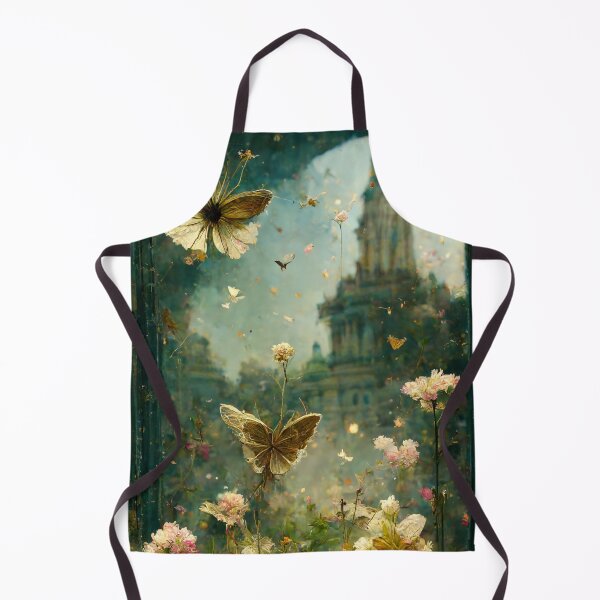 Item preview, Butterfly garden in beautiful overgrown flowers castle in background designed and sold by ArtbyACcreative.