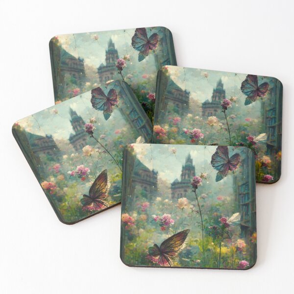 Item preview, Butterfly flower garden medieval city designed and sold by ArtbyACcreative.