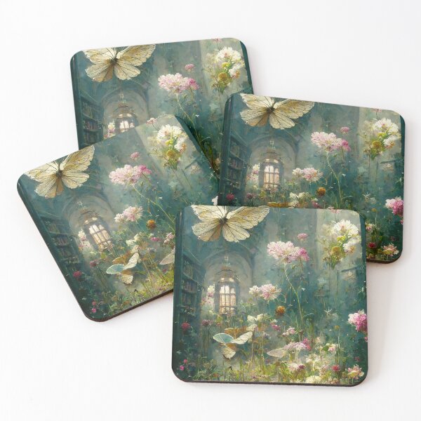 Item preview, Butterfly flower garden in old library designed and sold by ArtbyACcreative.