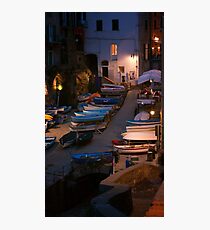 Cinque Terre Boats at Night Photographic Print