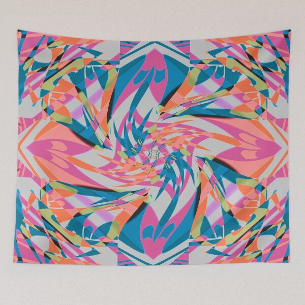 Item preview, Windmills Abstract Digital Art Apricot and Teal designed and sold by AraljanFusion.