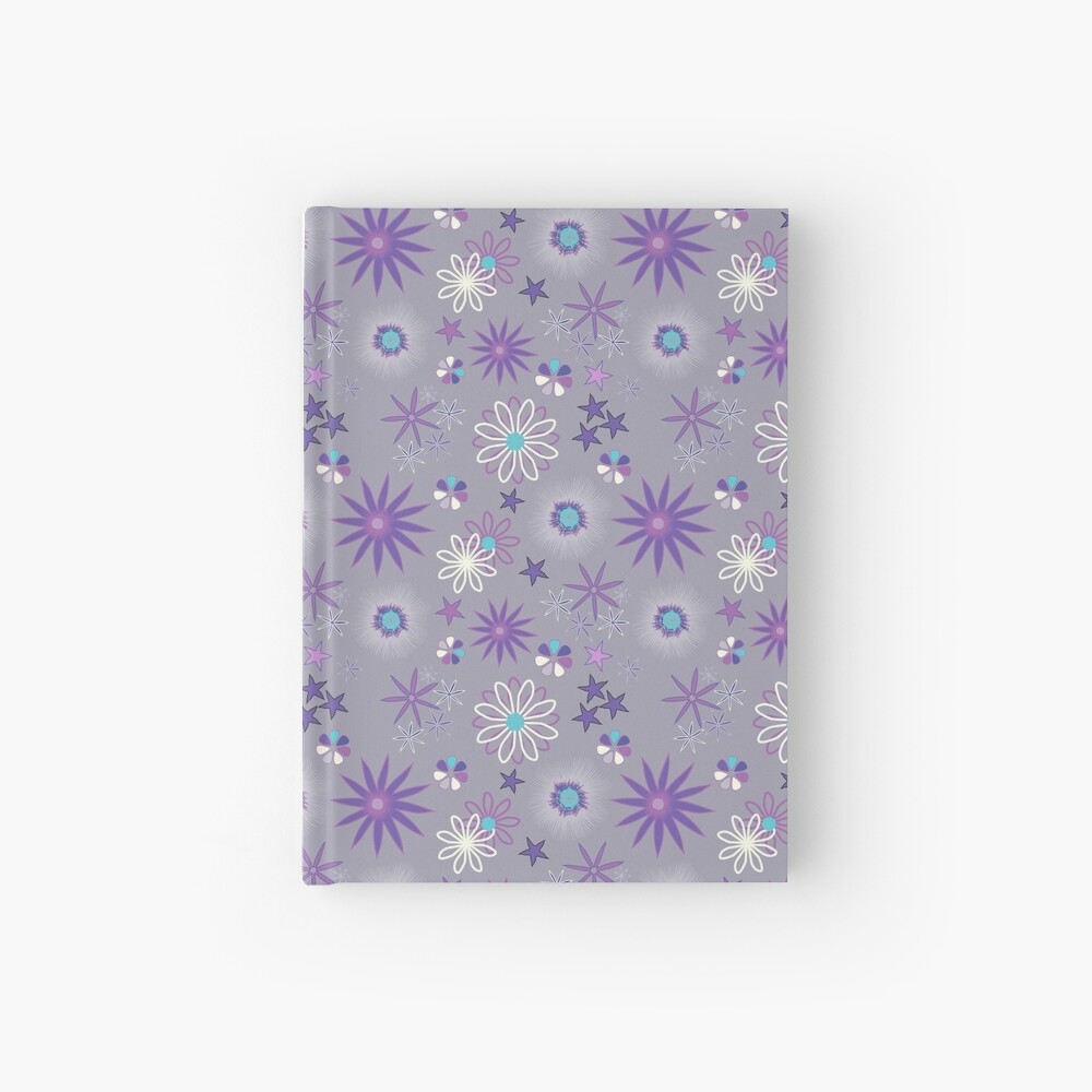 magische Sternblumen in lila-grau Hardcover Journal