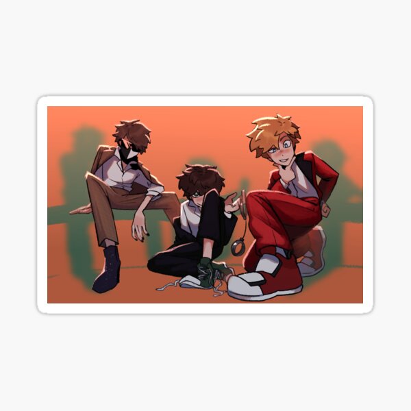 "bench trio in suits" Sticker for Sale by LilMangoM Redbubble