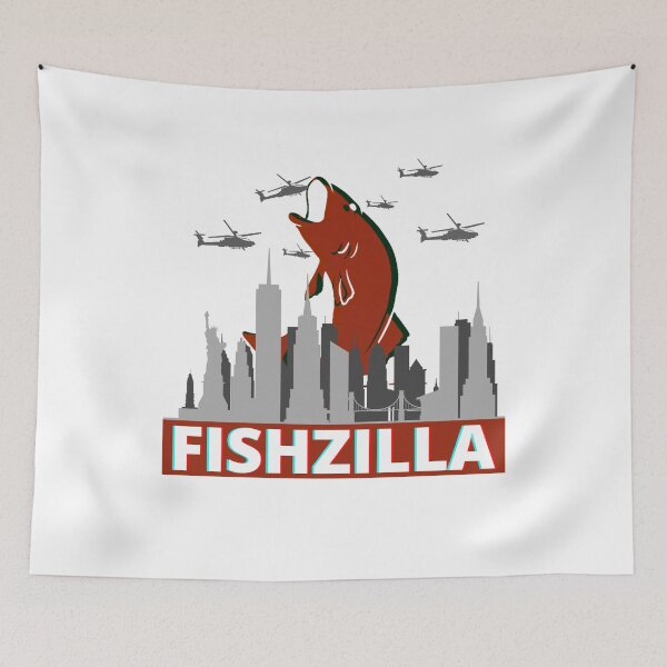 Item preview, Fishzilla - funny fishing design designed and sold by Tanuja Sharma.