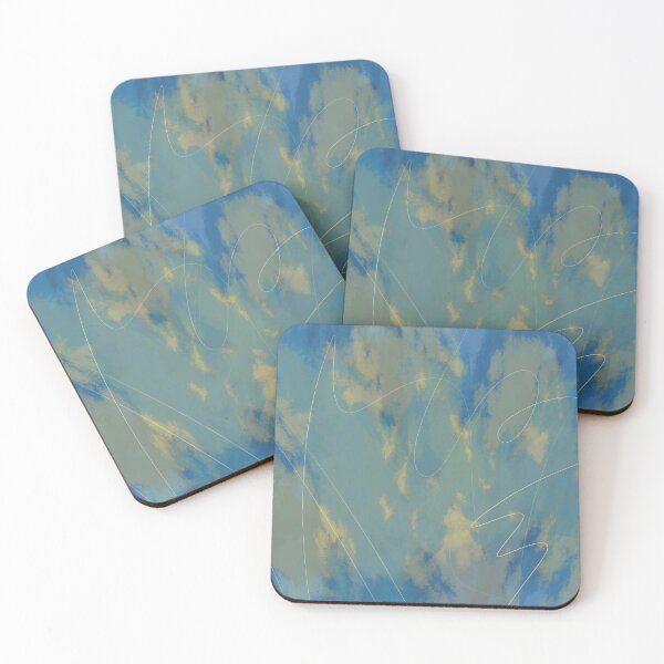 Item preview, Digital Abstract Painting Blue Gold White designed and sold by lineartdesigns.