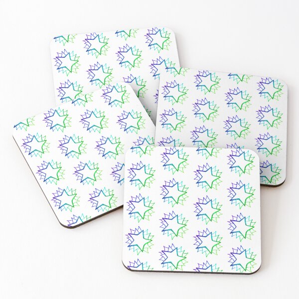 Item preview, Blue green star handpainted | Blue green star pattern designed and sold by lausn.