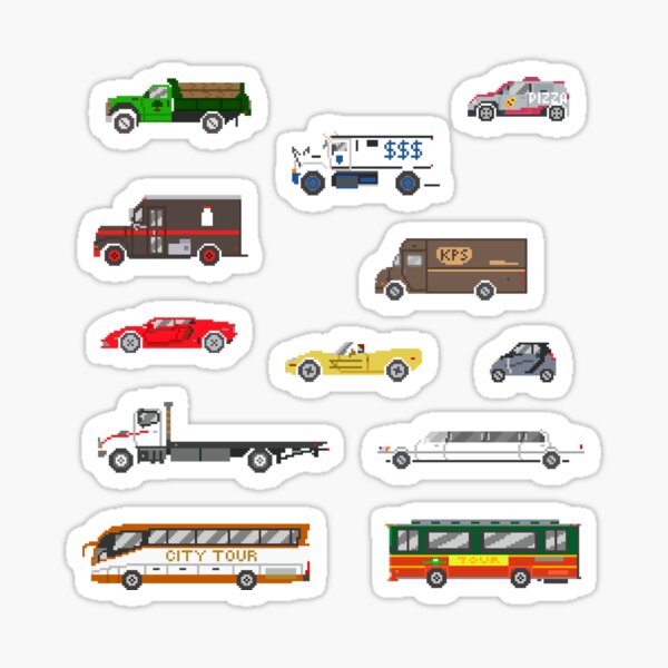 Street Vehicles 2 - The Kids' Picture Show - Pixel Art Sticker